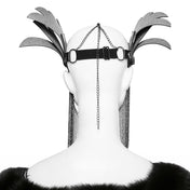 Faux Leather Warrior Mask, Face Hanging Chains, Gothic Cosplay Mask, Fetish Mask, Gothic Accessories, Fetish Factory