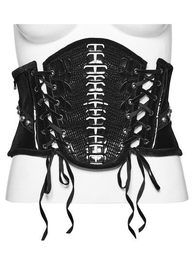 Spine Hardware Reptile Lace-up PVC Underbust Corset