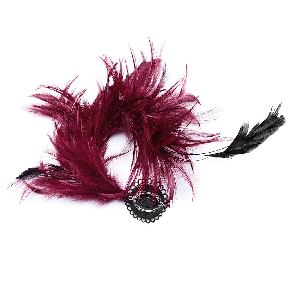 Black Crystal Feather Clip Headwear