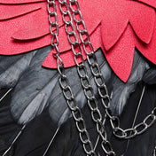 Feather synthetic wings layered stylized polyester PU leather metallic chains patchwork lightweight fallen-angel fallen angel dark fetish halloween costume cosplay accessories black red