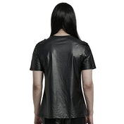 Zipper Front Pocket Perforated Wetlook T-shirt