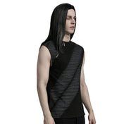 Asymmetric Zipper Textured Sleeveless Knit Top