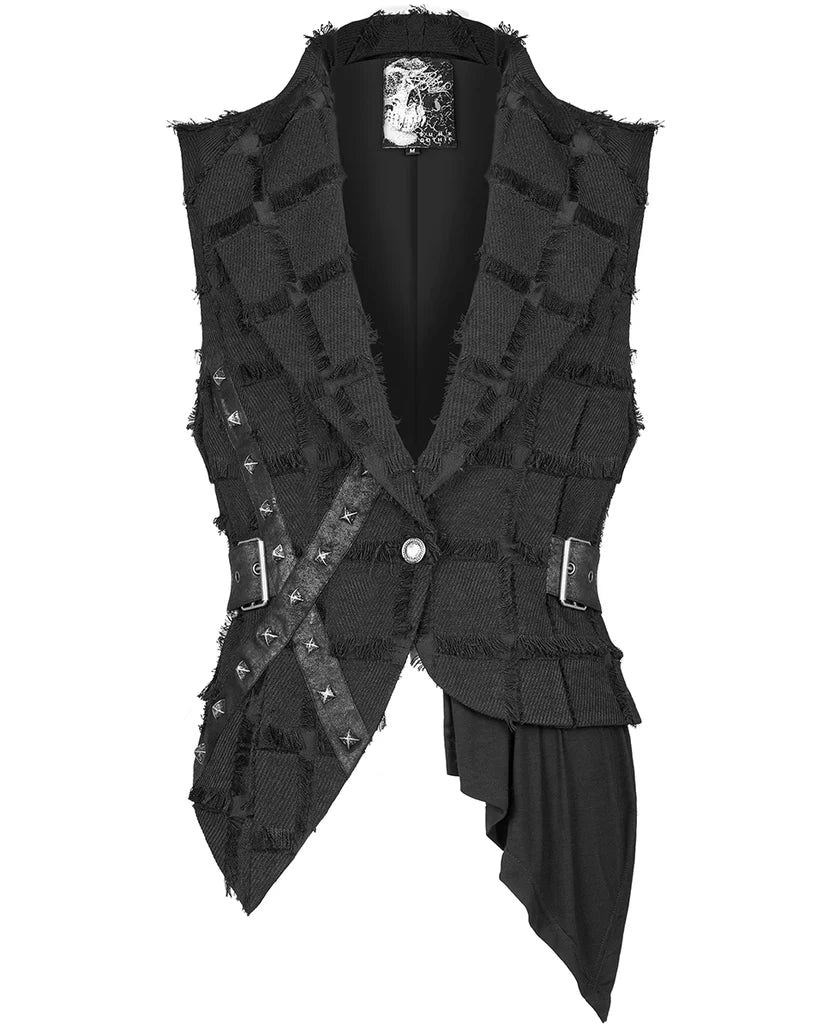 Gothic Asymmetric Caged Stitched Vest