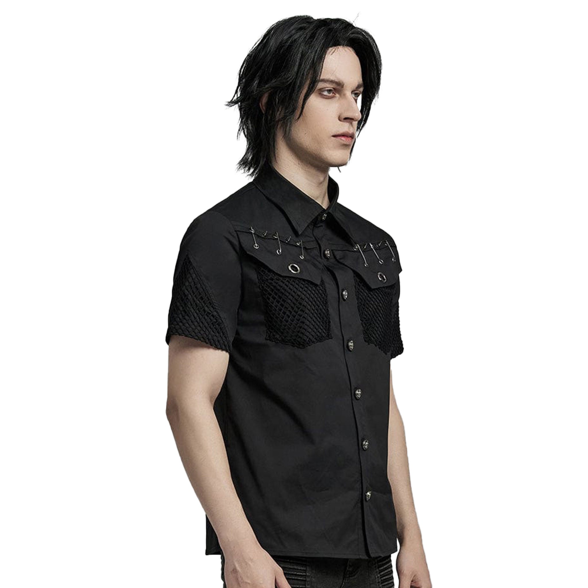 Safetypins Pockets Short Sleeve Button-Down Shirt