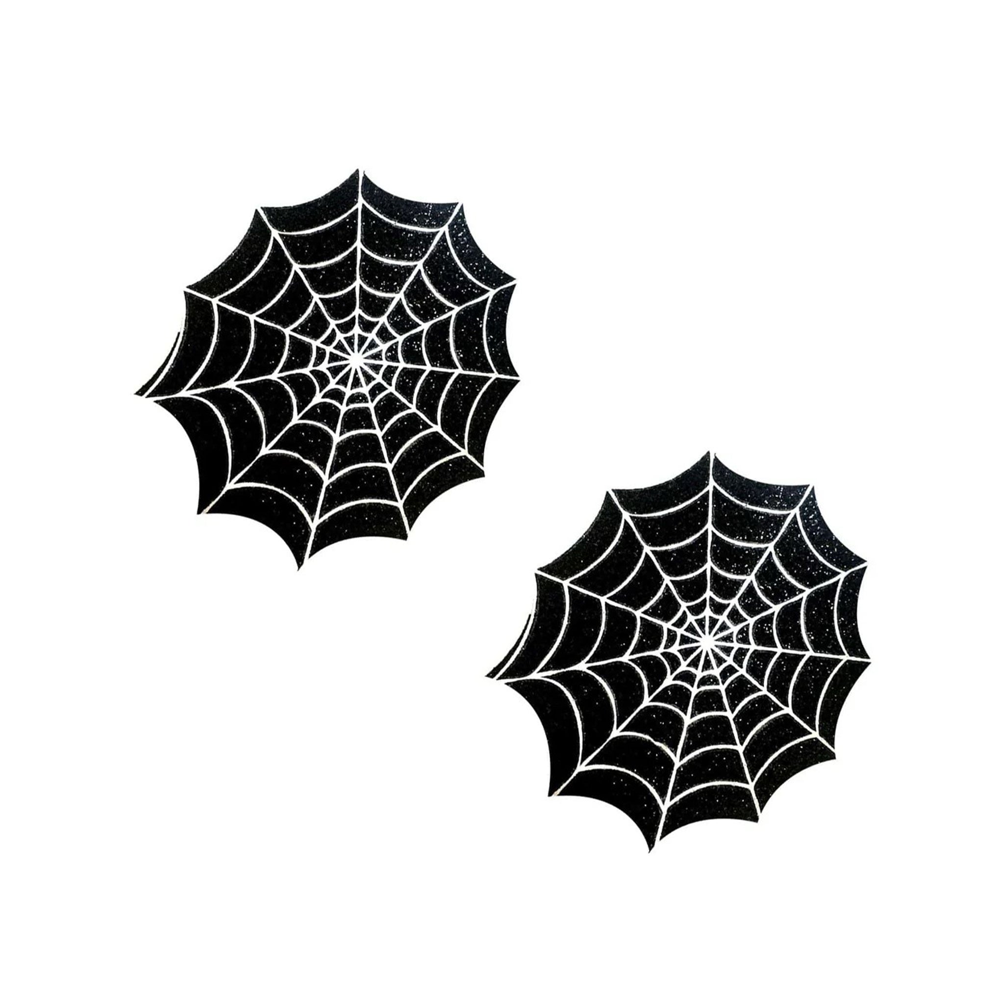 Adhesive medical-grade swimsuit-material blacklight-reactive uv-reactive uv-glow glitter accessories intimates glittery glittering sparkly sparkling spider spiderweb web spooky eerie black-widow fashion alt-fashion goth gothic punk costume cosplay halloween vampire witch unisex black white