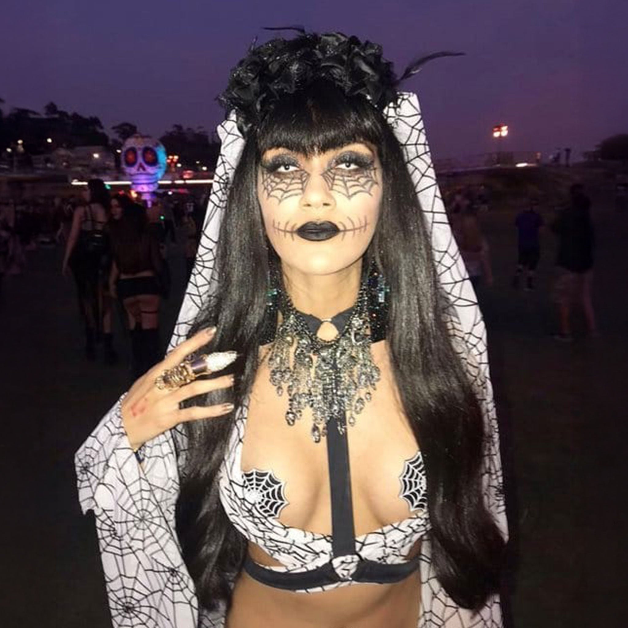 Adhesive medical-grade swimsuit-material blacklight-reactive uv-reactive uv-glow glitter accessories intimates glittery glittering sparkly sparkling spider spiderweb web spooky eerie black-widow fashion alt-fashion goth gothic punk costume cosplay halloween vampire witch unisex black white
