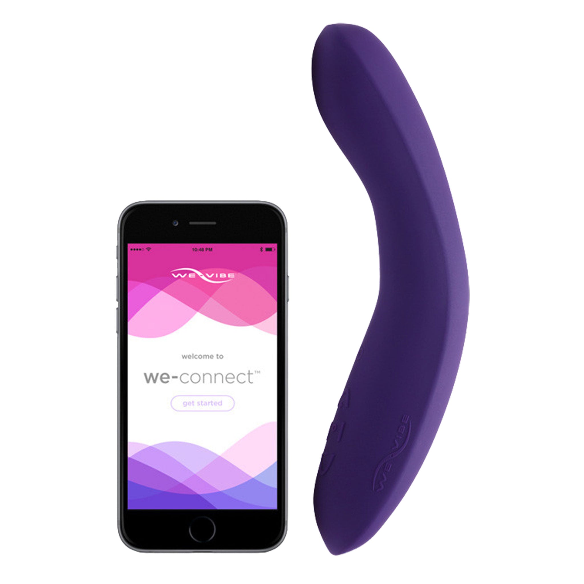 Silicone body-safe phthalate-free latex-free bpa-free hypoallergenic medical-grade accessories insertable vibrator vibrating vibration vibe stim stimulate stimulation curved curved-shaft curved-tip g-spot p-spot whisper-quiet splashproof twist twisting-motion asymmetrical carbon-neutral eco-friendly app-friendly bluetooth sensual luxurious unique rave unisex adult-toys sexual-wellness purple
