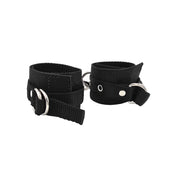 Nylon nylon-webbing O-ring D-ring triangle-ring Vecro restraints wrist-restraints wrist-cuffs comfortable adjustable lightweight versatile durable bdsm bondage bdsm-gear fetish fashion alt-fashion kink kinky kinky-play adult-toys black chrome