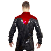 Latex rubber natural-latex latex-sheeting apparel tops shirt long-sleeve long sleeve sleeves sleeved snap-button press-stud front-closure button-placket shiny glossy sleek fitted fetish fashion alt-fashion alternative western country rodeo clubwear kink kinky kinkwear costume cosplay halloween cowboy male masculine masc mens menswear guys dudes black red 