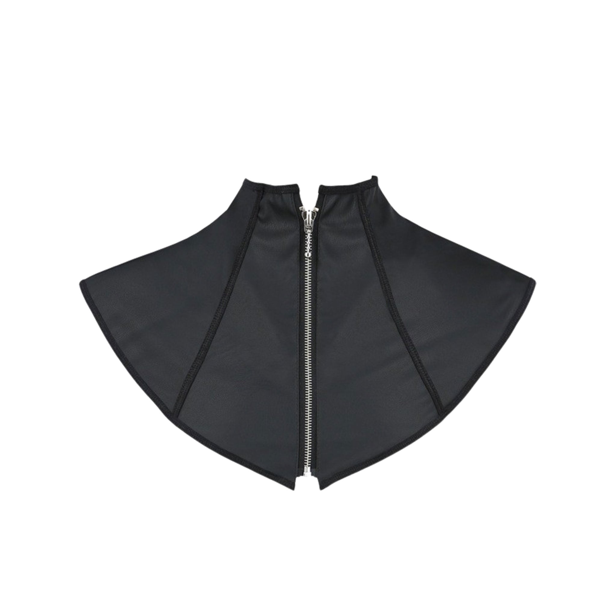Polyurethane polyester wetlook leather eco-leather accessories collar mantle capelet high-collar front-zip zipper mysterious matte soft fetish fashion alt-fashion bdsm bondage kink kinky bdsm-gear costume cosplay halloween male masculine masc mens menswear black