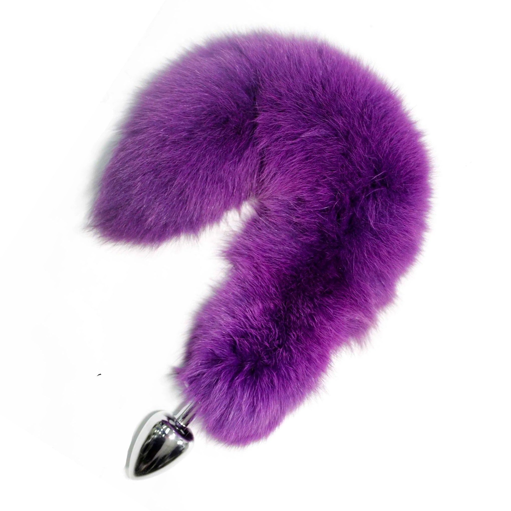 Fur genuine-fur fox fox-fur anal plug probe butt butt-plug buttplug tapered nonvibe nonvibrating non-vibe non-vibrating furry fur-tail screw-on detachable dyed bondage bdsm kink kinky kinky-play animal pet pet-play adult-toys purple