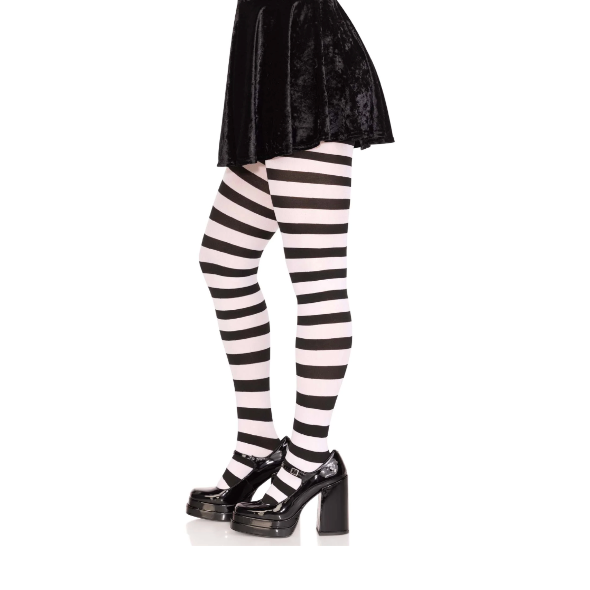 wide striped tights black opaque pantyhose bold stripe hosiery one size soft nylon waistband durable long lasting women’s fashion costume halloween fetish factory