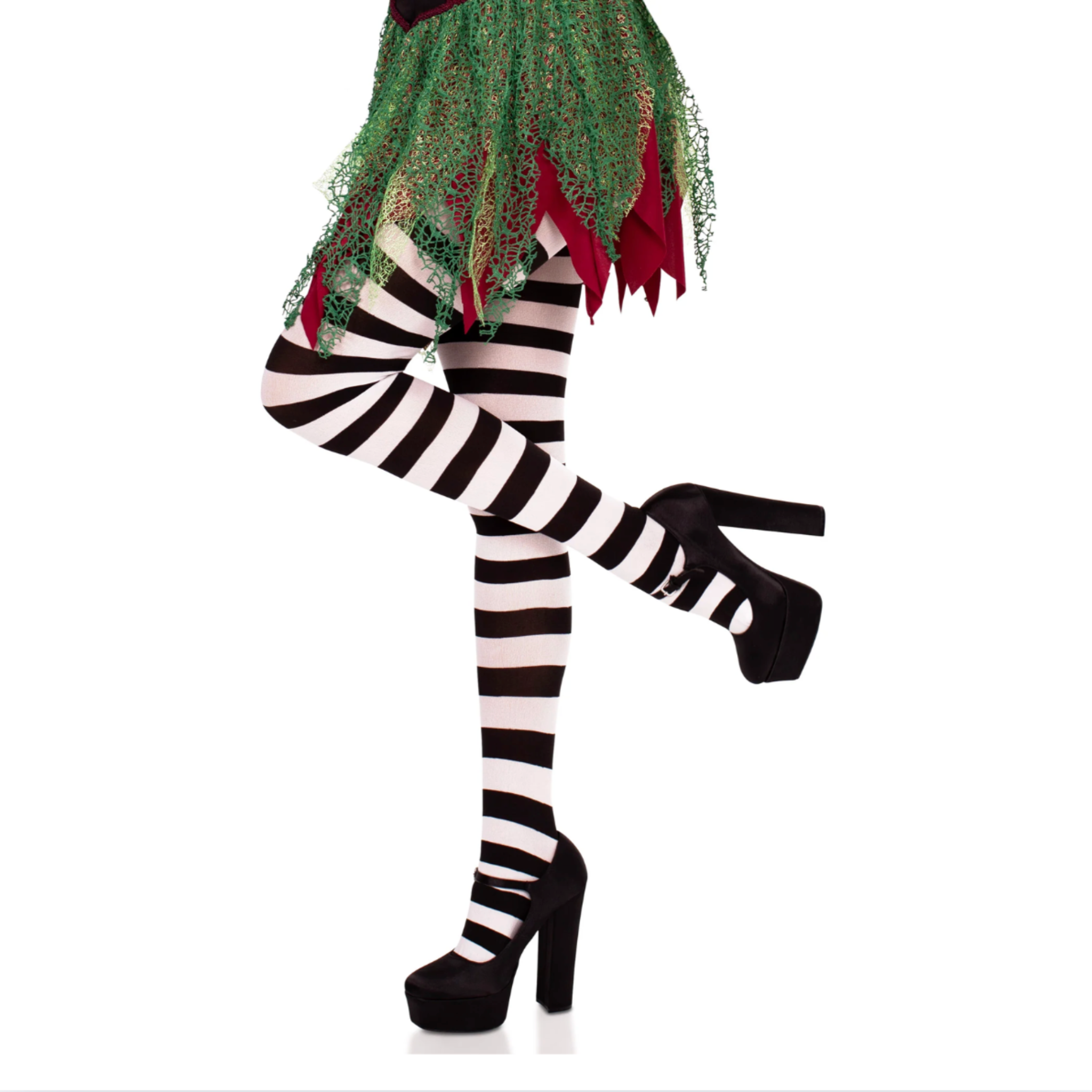 wide striped tights black opaque pantyhose bold stripe hosiery one size soft nylon waistband durable long lasting women’s fashion costume halloween fetish factory