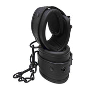 Neoprene padded accessories restraints cuffs wrist wrist-cuffs dual-layer D-ring chain connecting-chain removable spring-clip adjustable buckle soft durable tough fetish fashion alt-fashion bdsm bdsm-toys bdsm-gear bondage restraints kink kinky kinky-play unisex black