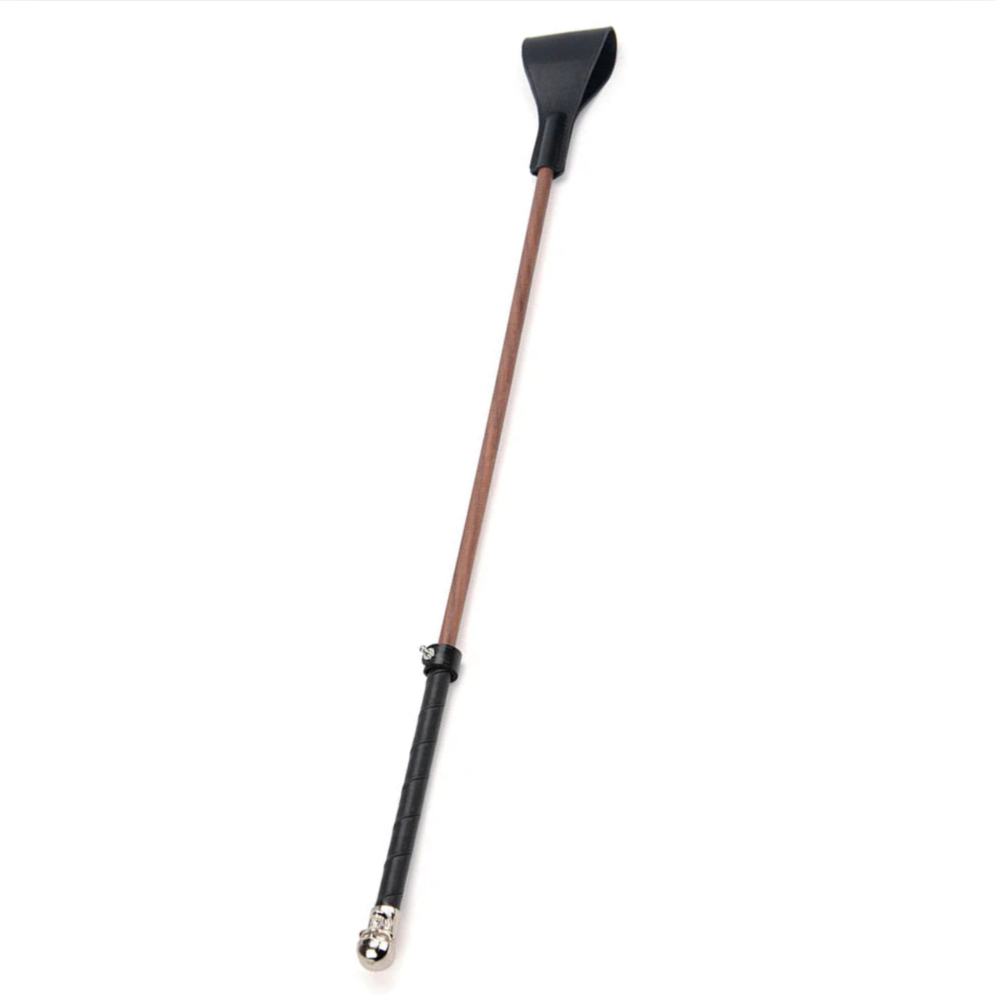 Skull handle riding crop, wood riding crop, gothic BDSM crop, impact play whip, vegan leather slapper.