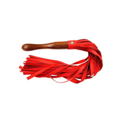wooden handle vegan leather flogger bdsm sensory tease tails soft faux leather impact whip kink fetish play toy