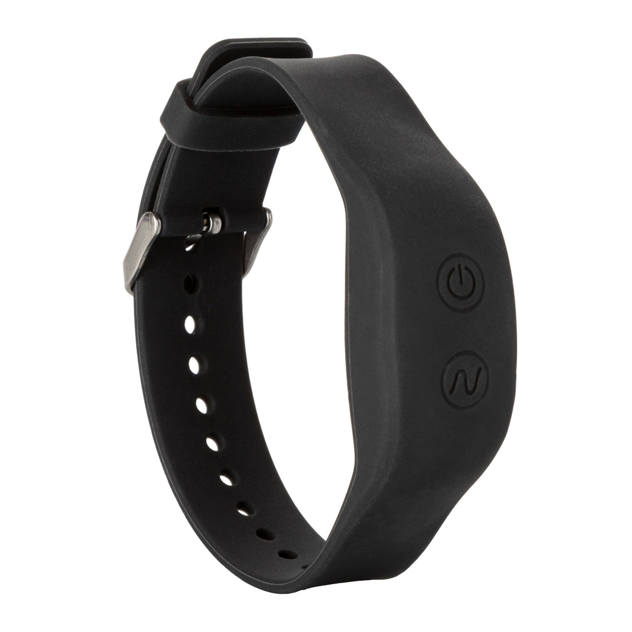 Silicone seamless stainless steel wristband remote control wireless stimulator vibrator black 