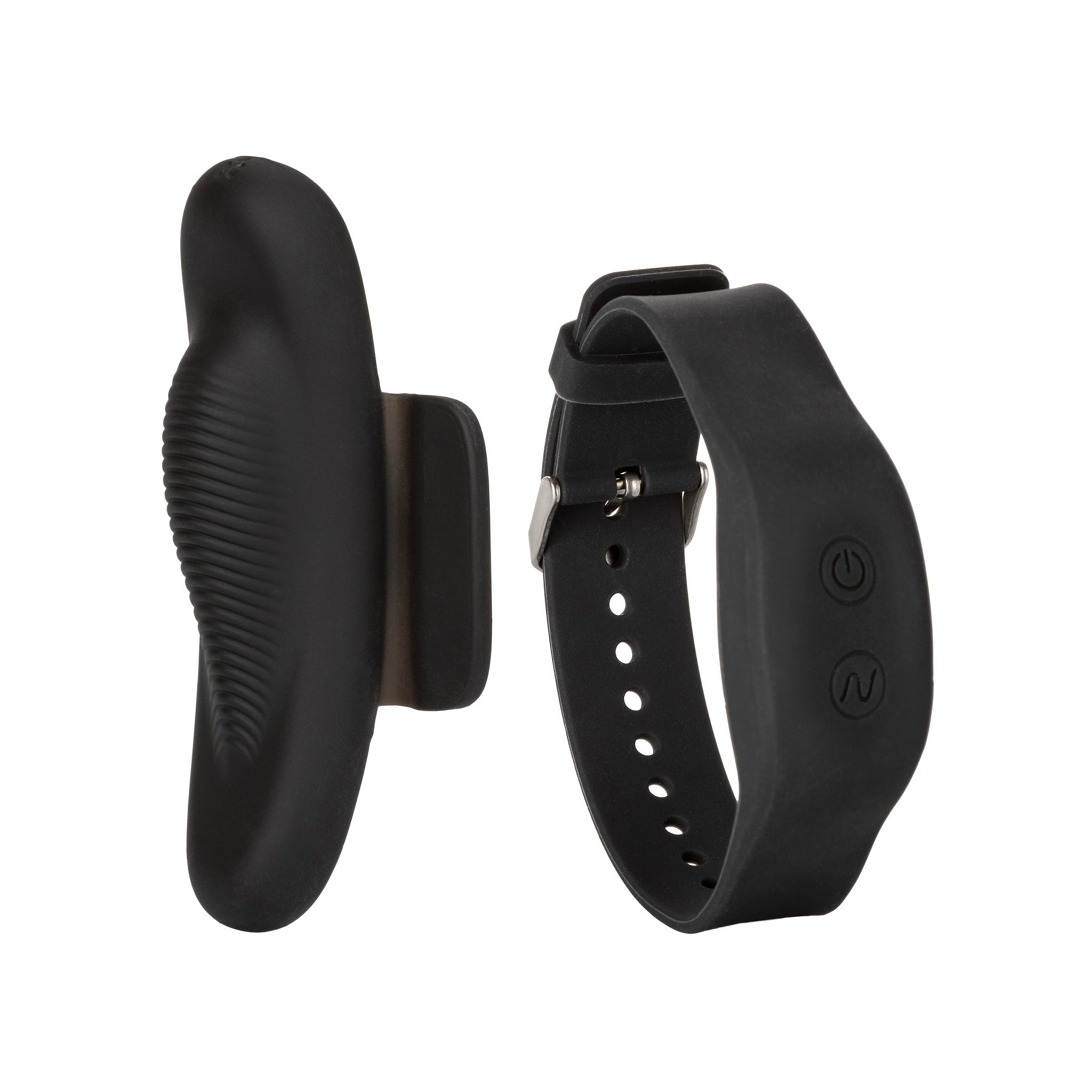 Silicone ABS-plastic stainless-steel vibrator vibration vibe teaser clit clitoral clitoris stimulator stimulating stimulation ridged ribbed magnetic-wings tab-wings remote remote-control memory-chip travel-lock wrist wrist-mounted wristband wrist-band waterproof sleek solo-play couples-play wireless hands-free discreet usb-rechargeable adult-toys kink kinky kinky-play black