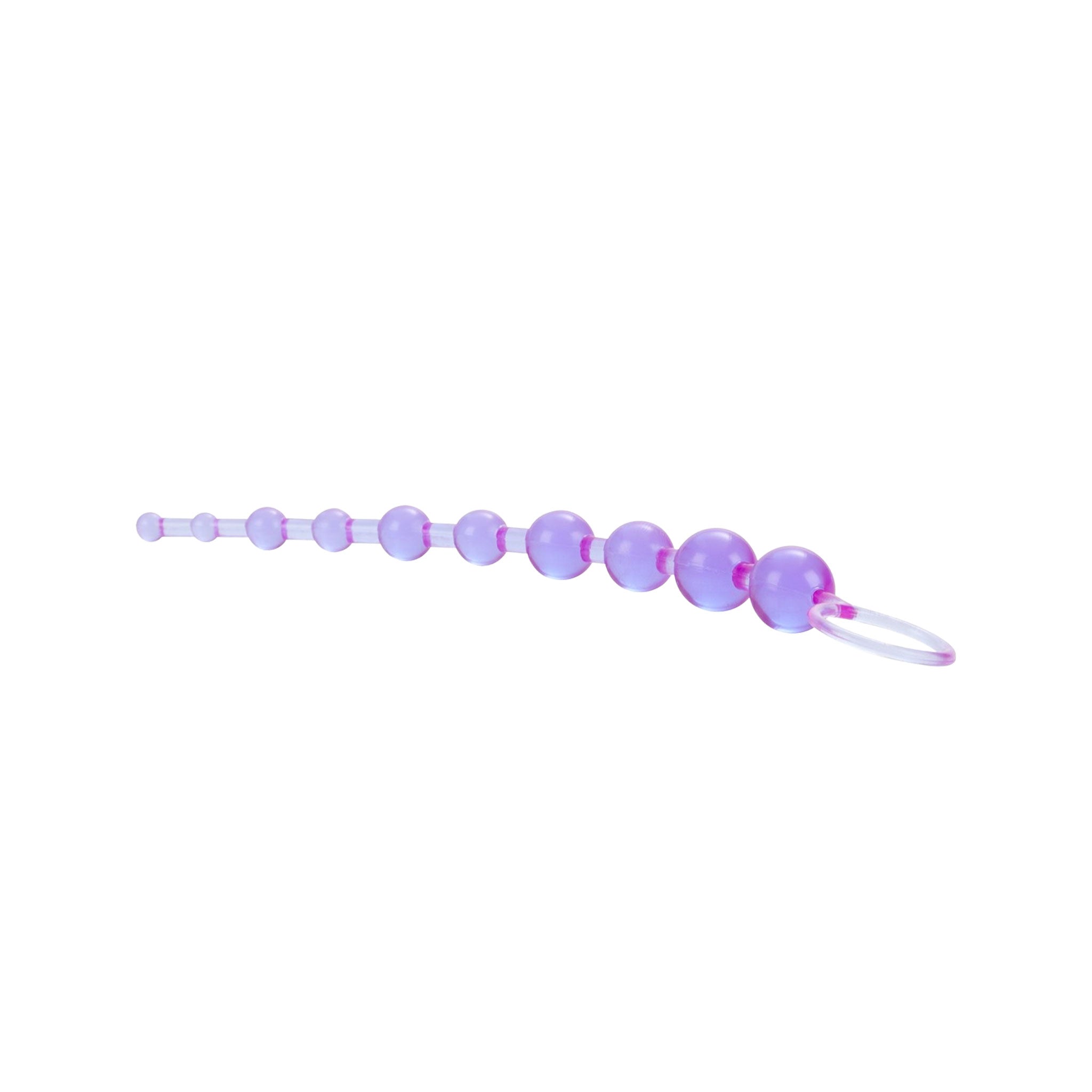 PVC vinyl anal-plug anal-beads plug probe graduated retrieval-ring pull-ring anal-play butt-play butt-stuff sturdy pliable flexible adult-toys purple