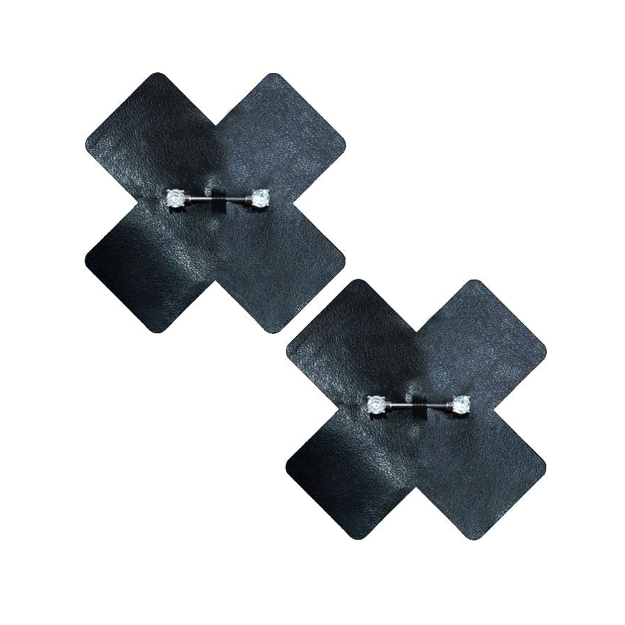Pasties nipple breast covers shields piercings piercing crystal metal bar self-adhesive hypoallergenic ravewear rave rave-wear fetish-fashion fashion alt-fashion accessories black 
