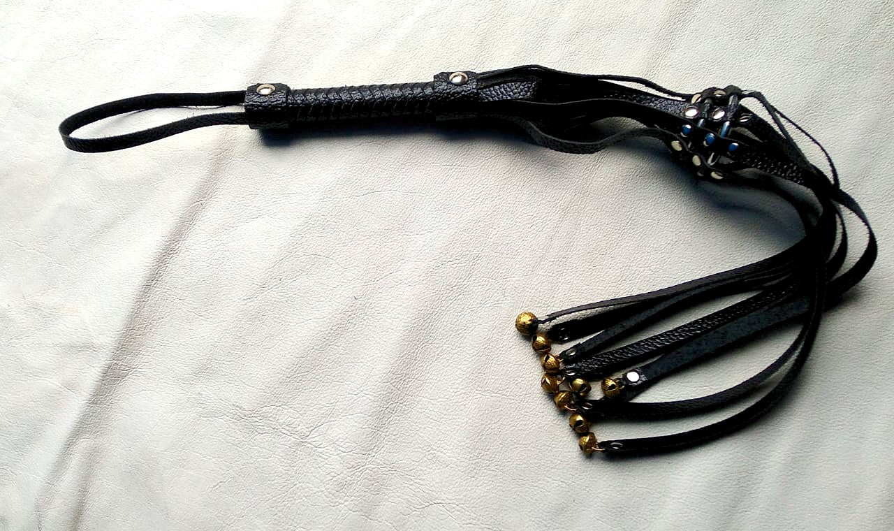 Leather Flogger with Bell Tips