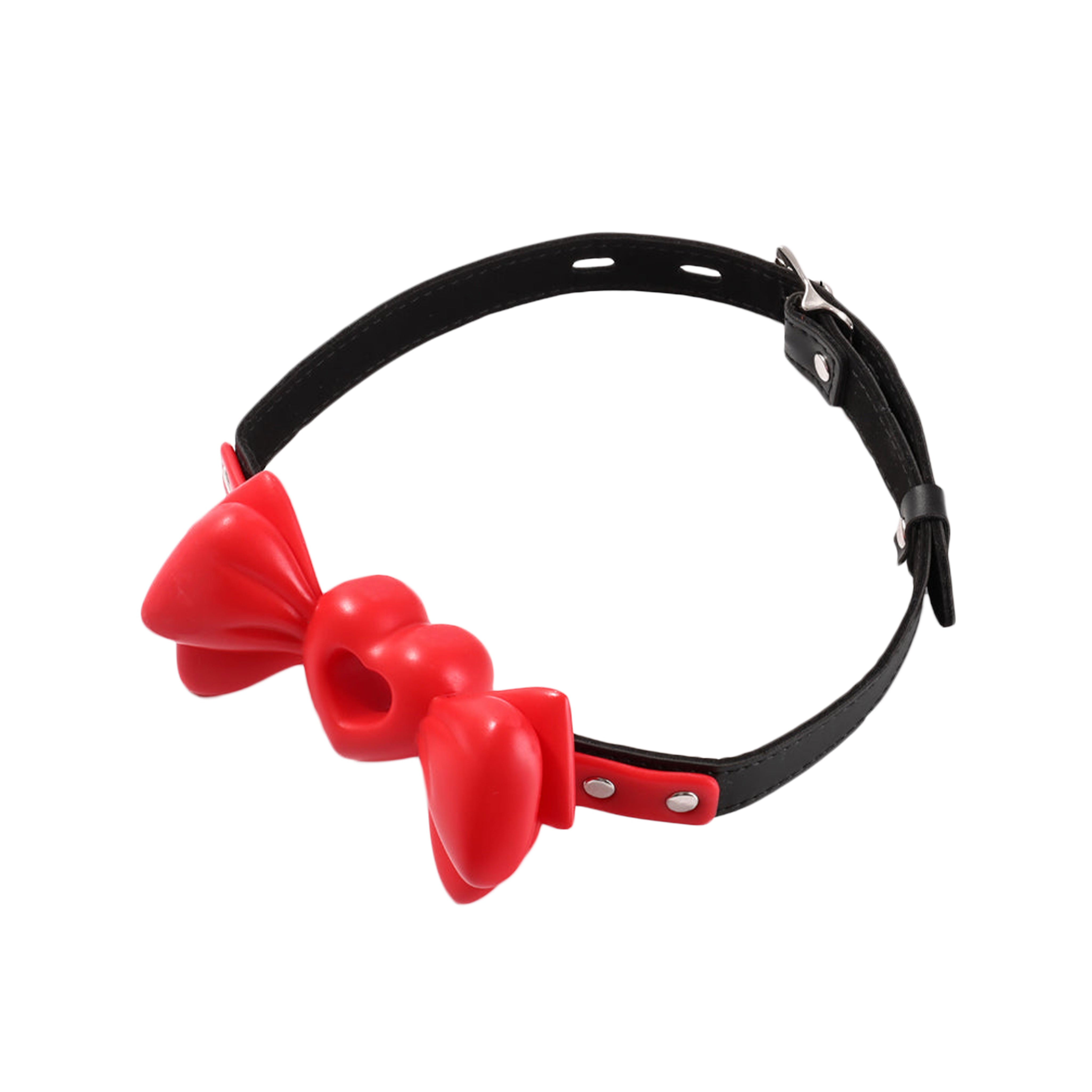 Breathable Heart Silicone Bow Gag - Red