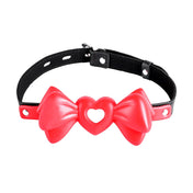 Breathable Heart Silicone Bow Gag - Red