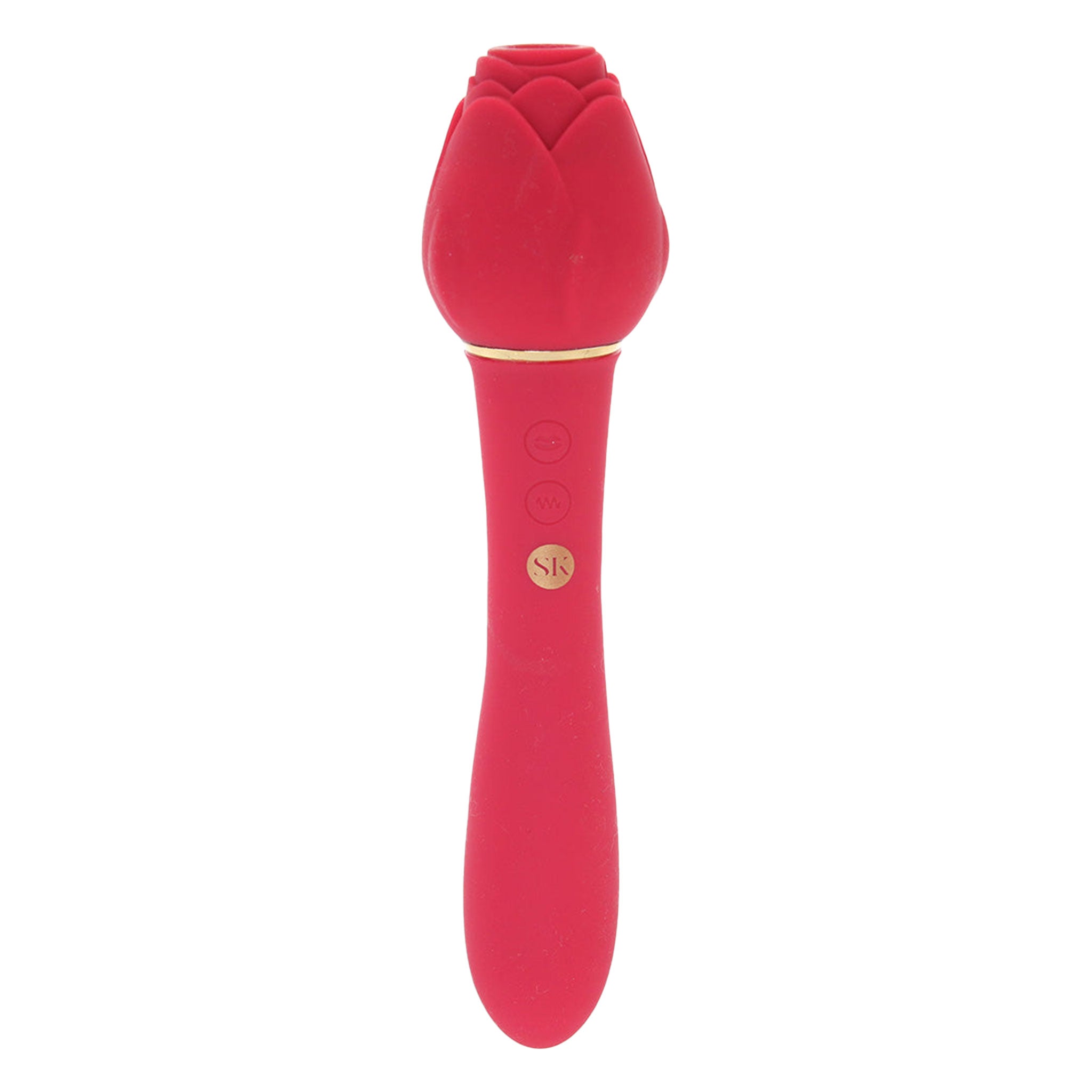 Rosegasm Dual End Wand Vibrator Suction Clitoral Stimulator - Red