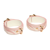 Master Series White & Pink Animal Print Ankle Cuffs Restraints with Connector