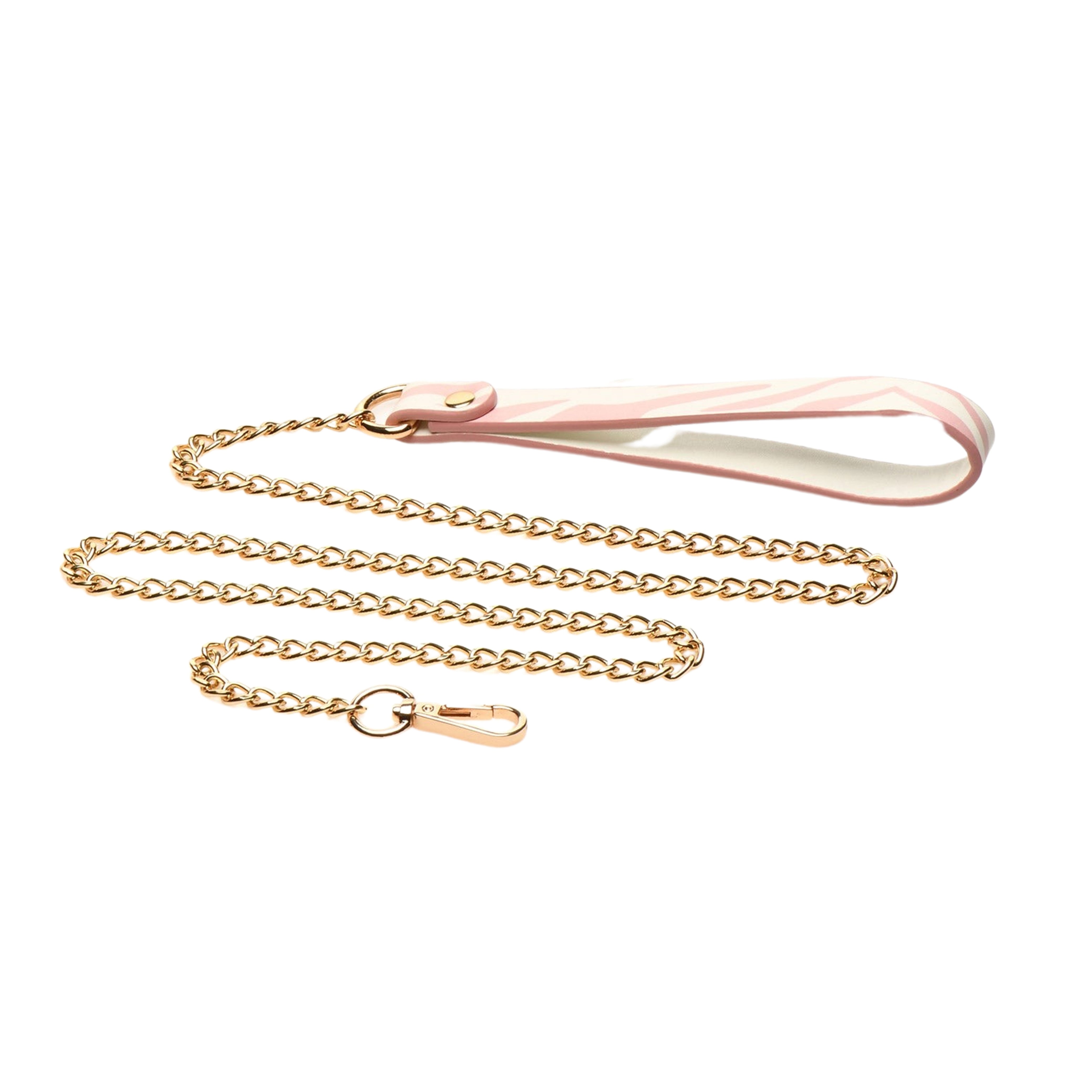 Master Series White & Pink Animal Print Leash with Chain