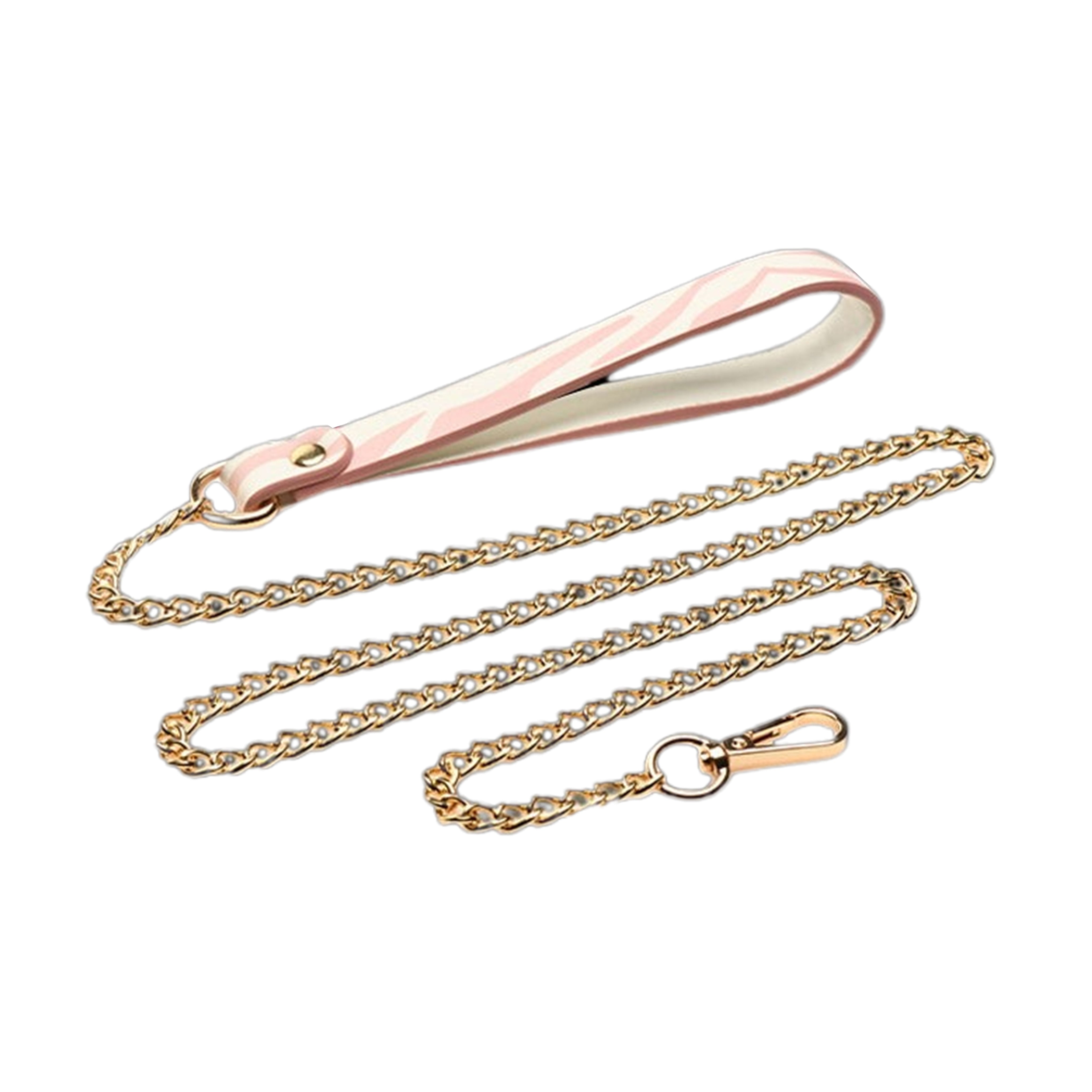 Master Series White & Pink Animal Print Leash with Chain