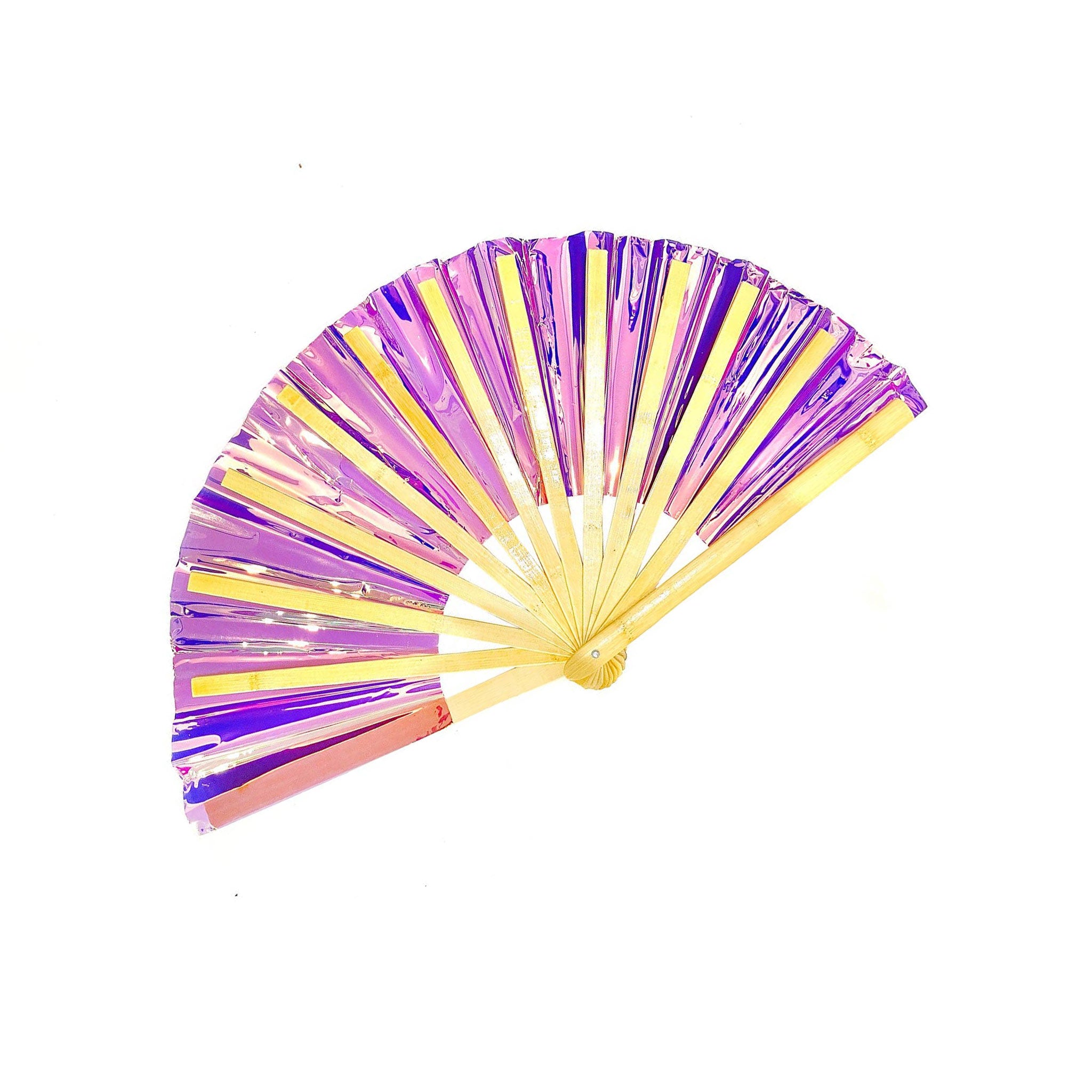 PVC vinyl wood bamboo stainless-steel accessories fan personal-fan folding-fan wooden-ribs bamboo-ribs fan-ribs steel-rivet reflective durable folding collapsible lightweight fetish fashion alt-fashion alternative cyber cyberpunk rave raver-girl festival party gifts costume cosplay halloween adult-toys unisex pink hot-pink gold holographic iridescent lgbtq pride