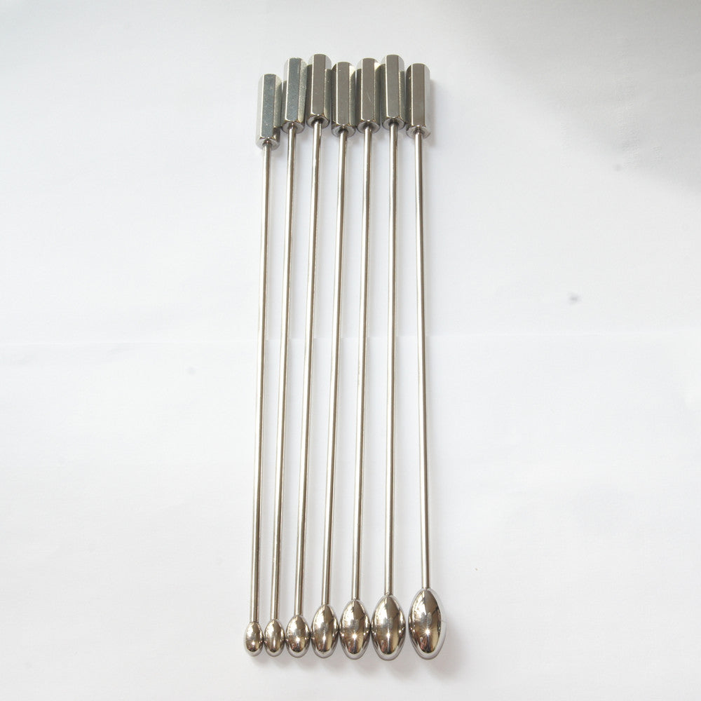 Stainless Rose Bud Urethral Sounding Rods 7pc