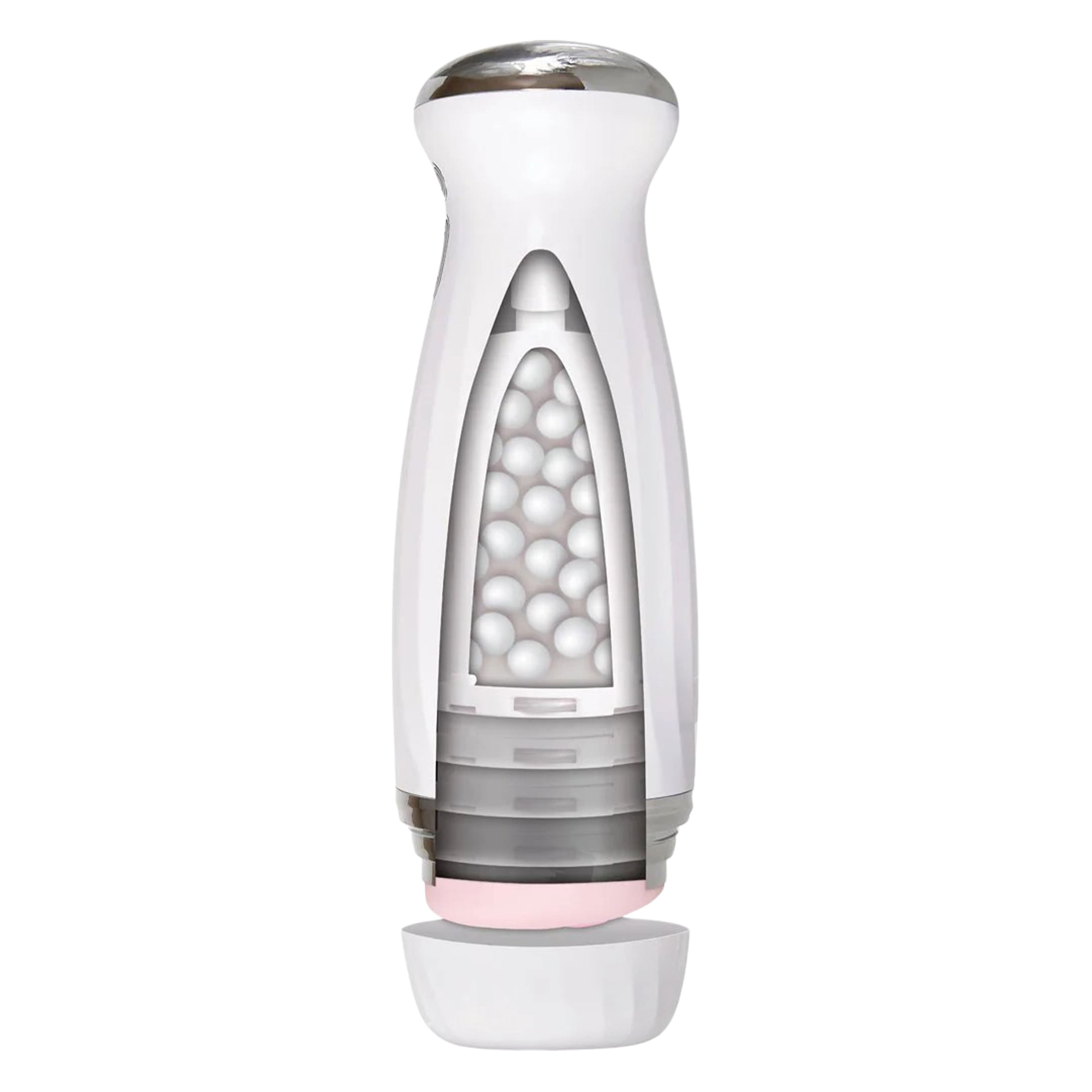 ZT Thrusting Stroker Rechargeable Vibrating Pussy Masturbator - Vanilla/White