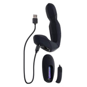 Silicone ABS-plastic anal butt-plug buttplug probe plug prostate texture textured-veins twirling twirling-head veined vibrating vibe vibration vibrator dual-motor chunky-base p-spot remote remote-control long-distance waterproof hands-free flexible flexible-neck bold lifelike comfortable customizable ergonomic usb-rechargeable partner-play male masculine masc mens adult-toys black