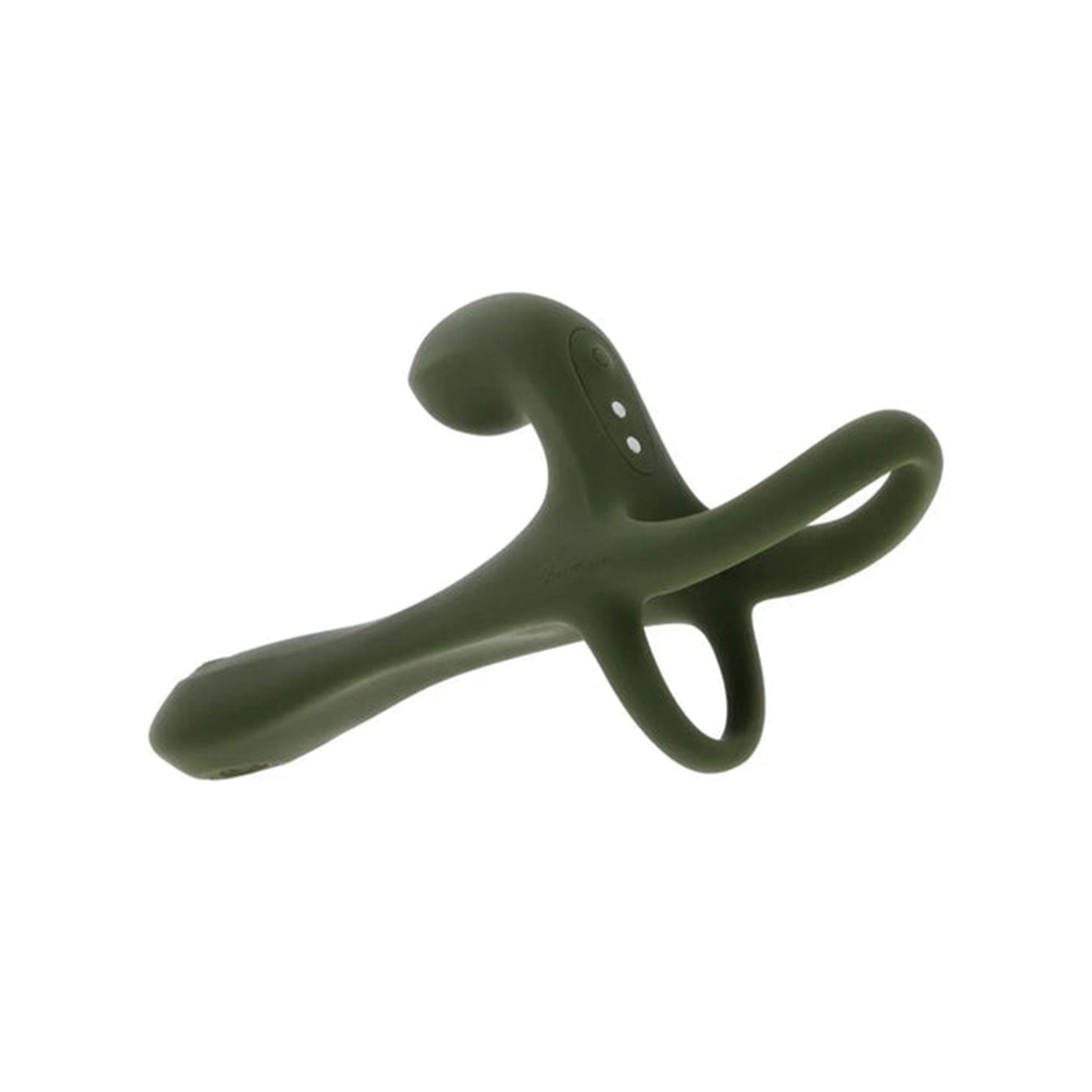 Silicone vibe vibrator vibration vibrating stim stimulation stimulator tapping tapping-head tapper increase size girth double-sided enlarger strapon strap-on strapless comfortable usb-rechargeable flexible stretchy c-ring cock-ring ball-ring cockring cock&ball cock-and-ball remote remote-control hands-free wearable unique kink kinky kinky-play adult-toys green