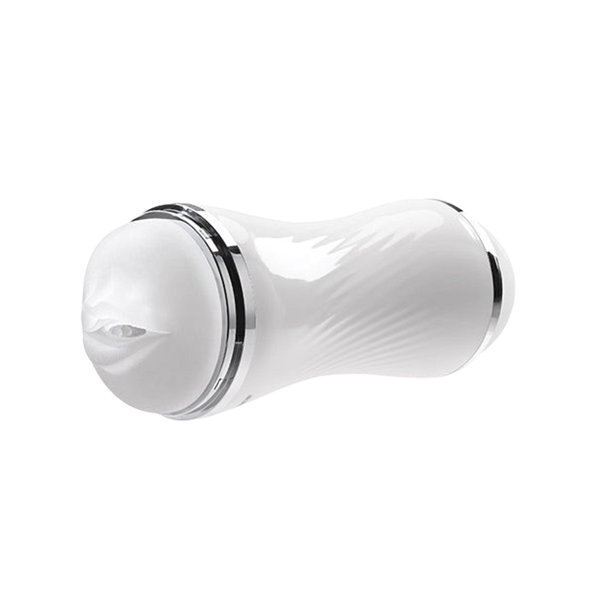 TPE ABS plastic stroker stroking masturbator vibrators vibration vibrating vibe cock ring cockring cock-ring c-ring pleasure realistic channel oral vaginal double dual entry ended dip ergonomic erotic movie digital-download bonus adult-toys white silver