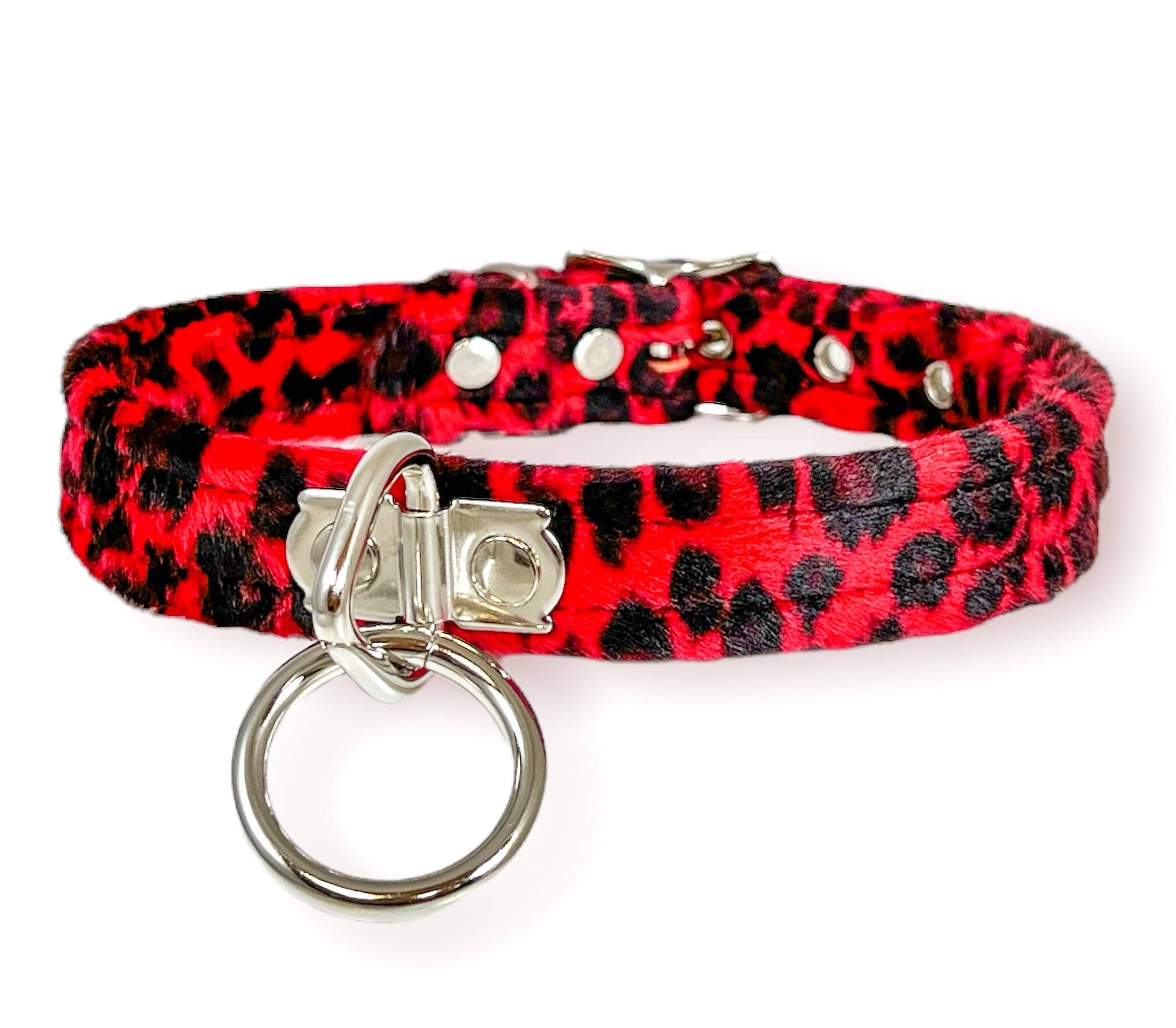 FUZZY LEOPARD BONDAGE CHOKER