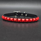 BLACK LEATHER CHOKER WITH 1 ROW 1/2" PYRAMID STUDS