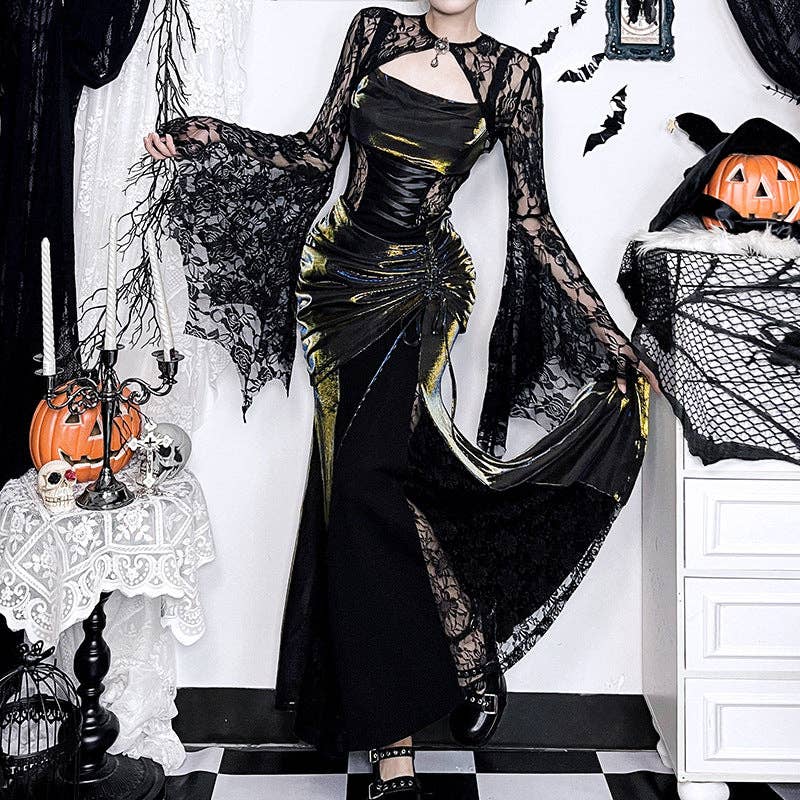 Sexy Lace Batwing Sleeve Open Front Top