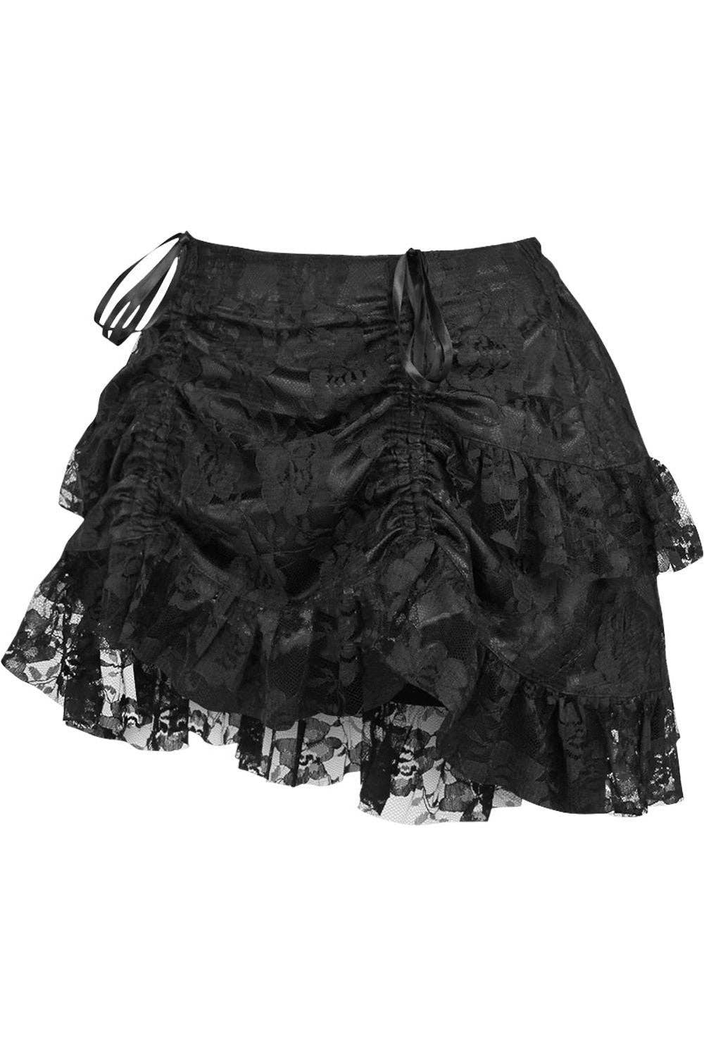 Black Lace Ruched Bustle Skirt Curvy