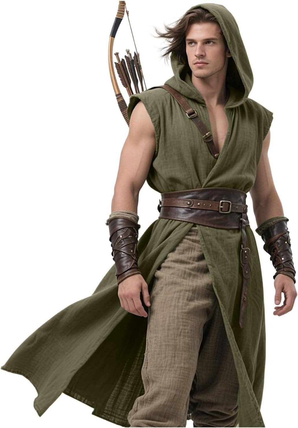 Men's Viking Hooded Sleeveless Coat