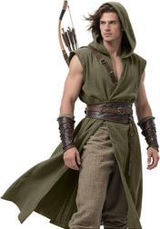 Men's Viking Hooded Sleeveless Coat