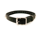 BLACK LEATHER CHOKER WITH 1 ROW 1/2" PYRAMID STUDS