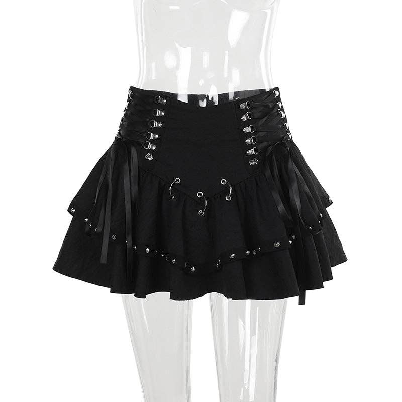 Black Metal Chic Bodycon Mini Skirt