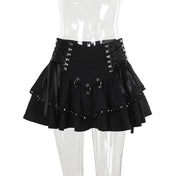 Black Metal Chic Bodycon Mini Skirt