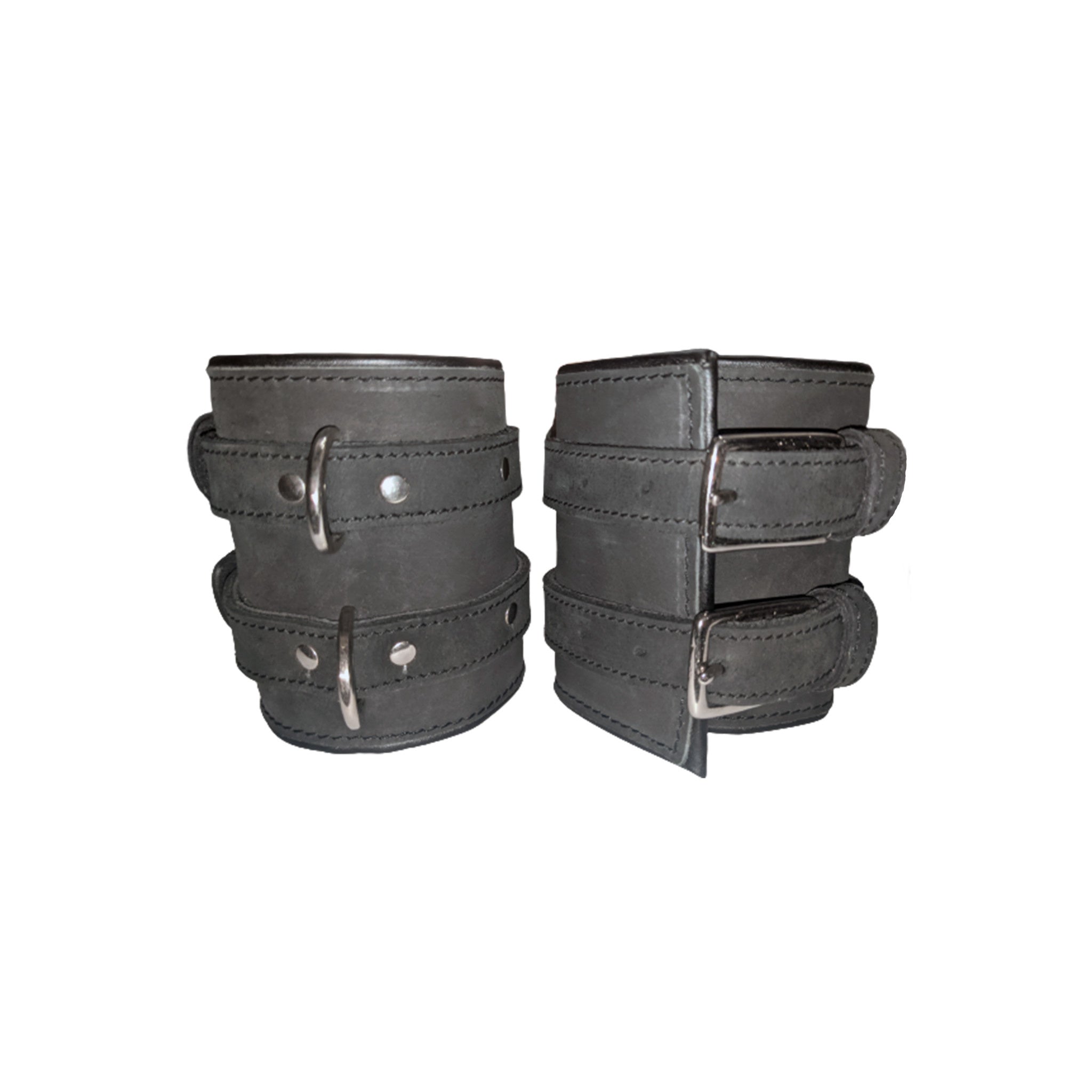 Wide Double Buckle Cuff of Nubuck Leather