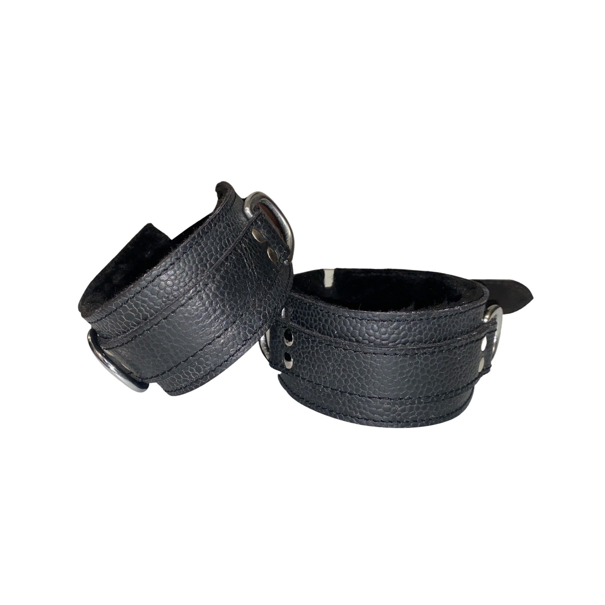 Leather Restraints with Black Faux Fur Lining