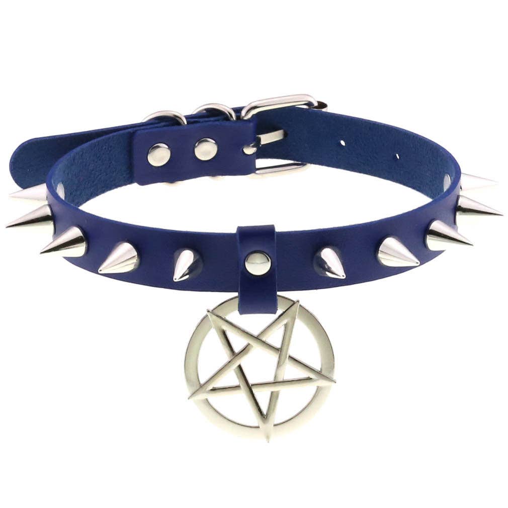 Star Pendant Leather Choker w/ Studs