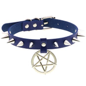 Star Pendant Leather Choker w/ Studs